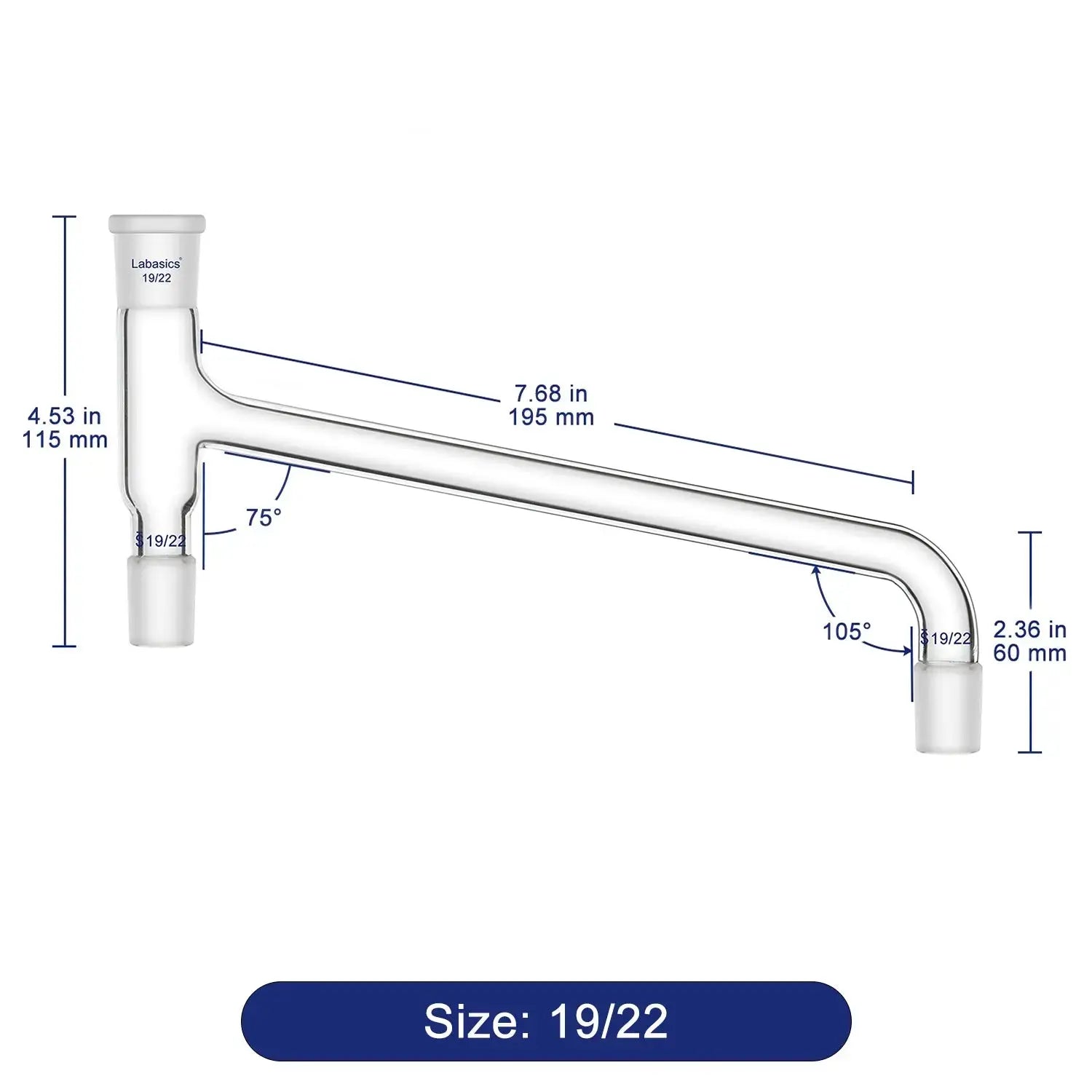 75 Degree Bent Glass Distilling Adapter Labasics