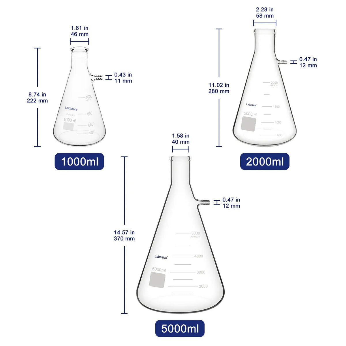 Glass Filtering Flask, 50-5000mL Labasics