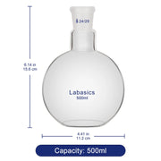 Single Neck Glass Flat Bottom Boiling Flask, 24/29 Standard Joint Labasics