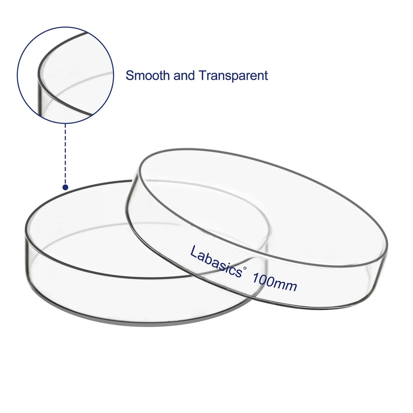 Glass Petri Dish with Lid, 60-150 mm Outer Diameter Labasics