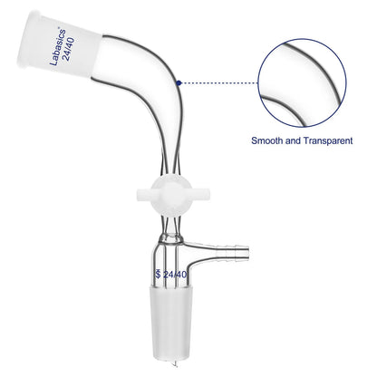 Glass Vacuum Take Off Adapter with PTFE Stopcock, 24/40 Joints, 105 Degree Bent Labasics Shop