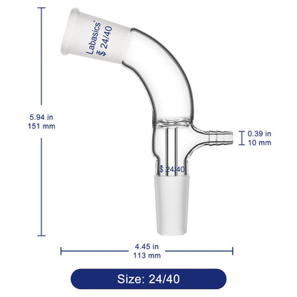 Glass Vacuum Take Off Adapter, 24/40 Joints, 105 Degree Bent Labasics