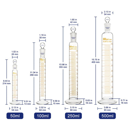 Graduated Cylinder with Stopper, 50-500mL Labasics