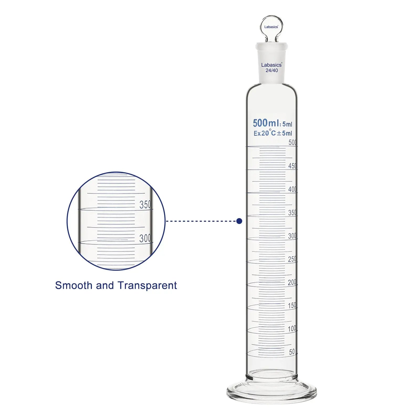 Graduated Cylinder with Stopper, 50-500 mL Labasics