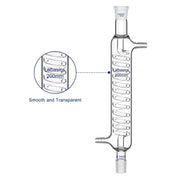 Glass Graham condenser with labeled 200 mm jacket length and 19/22 joints