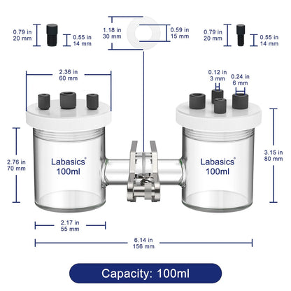 H-Type Electrolytic Cells, 50-100 mL Labasics