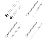 Set of multiple micro spoons and spatulas for varied laboratory sampling applications