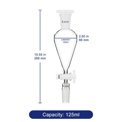 Conical Separatory Funnel, Two 24/40 Joints, 60-250ml Labasics shop