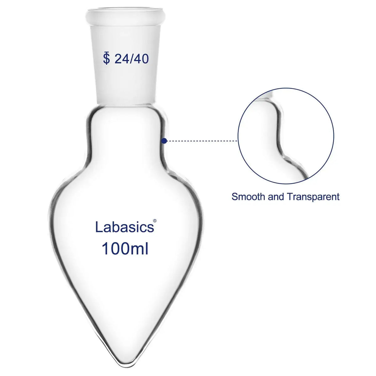 24/40 ground glass joint on single neck pear-shaped flask