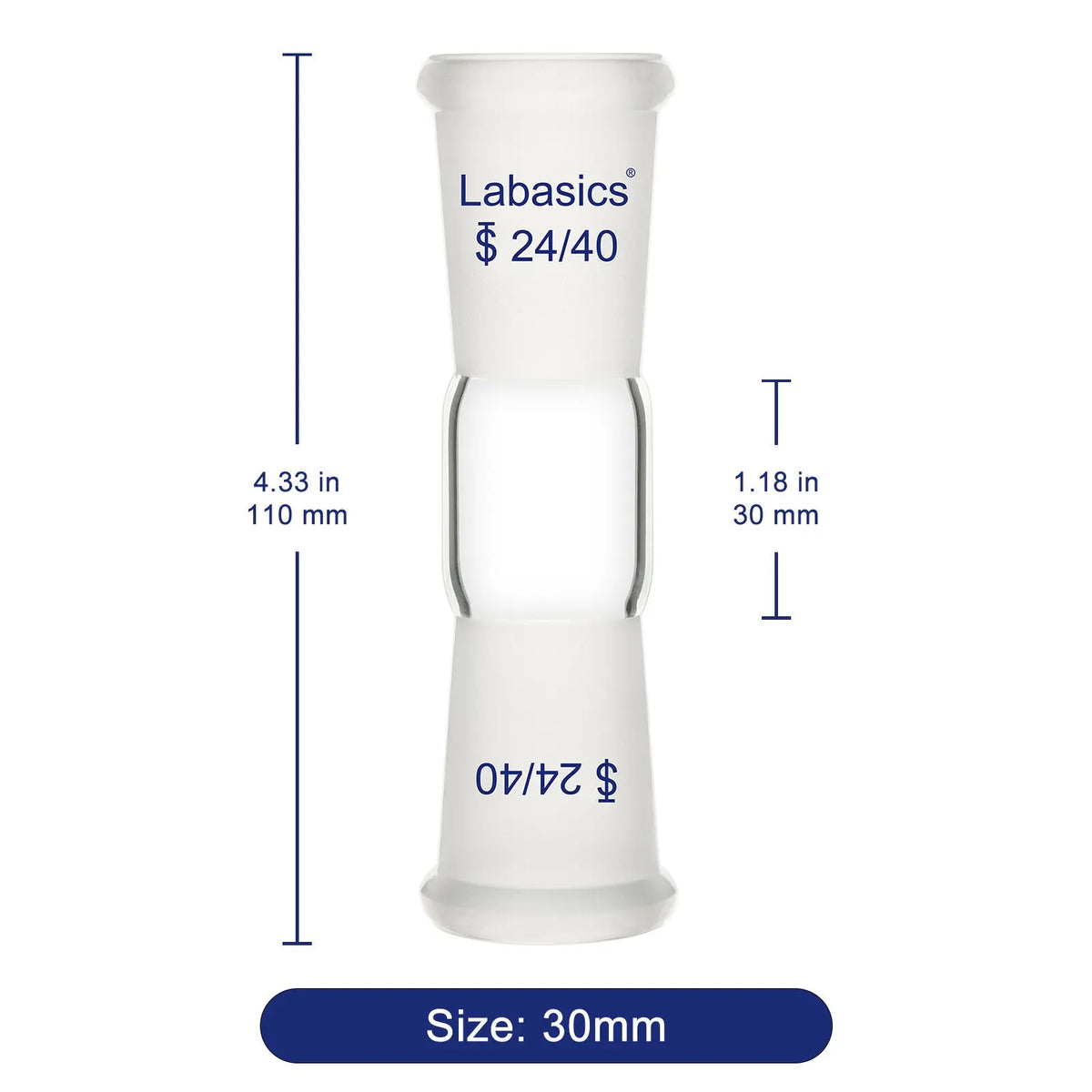 Straight Connecting Adapter, 24/40 Female Joint to 24/40 Female Joint Labasics
