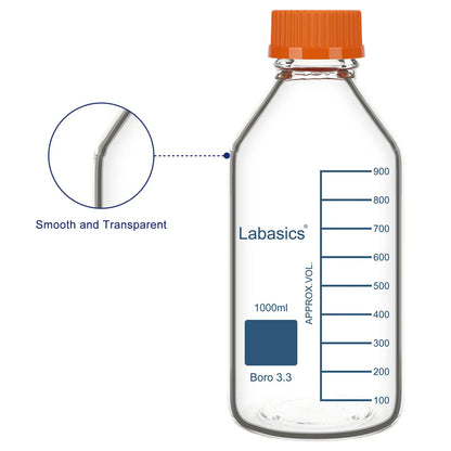 Transparent Media Storage Bottle, Borosilicate Glass, 250–2000 mL Labasics Shop