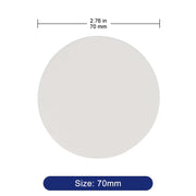 70 mm filter paper used for standard laboratory particle separation and solution clarification