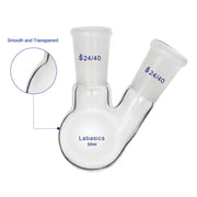 2 Neck Round Bottom Flask, 24/40 Center and Side Standard Taper Outer Joint, 50-2000 mL Labasics