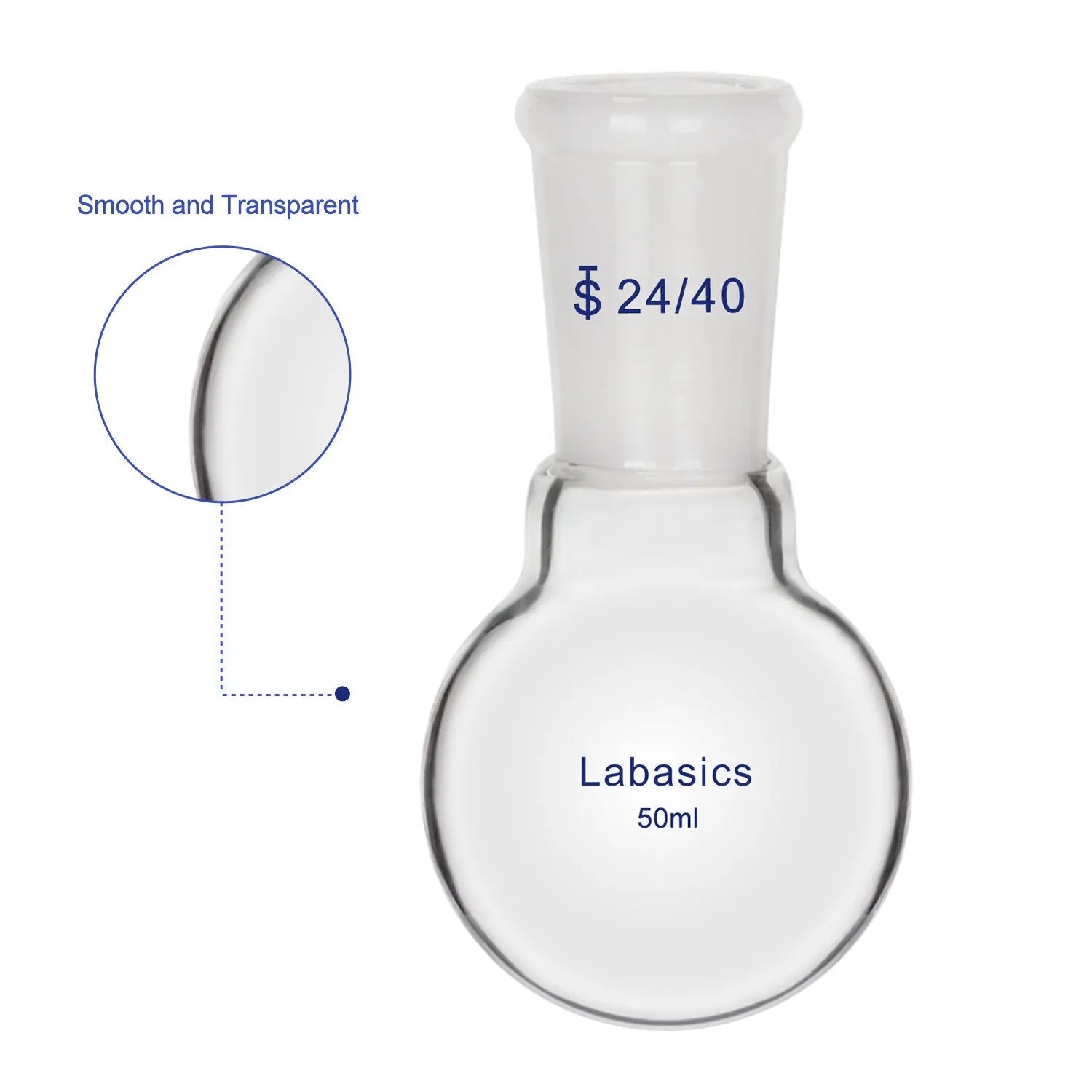 Glass Round Bottom Flask with 24/40 Standard Taper Outer Joint Labasics