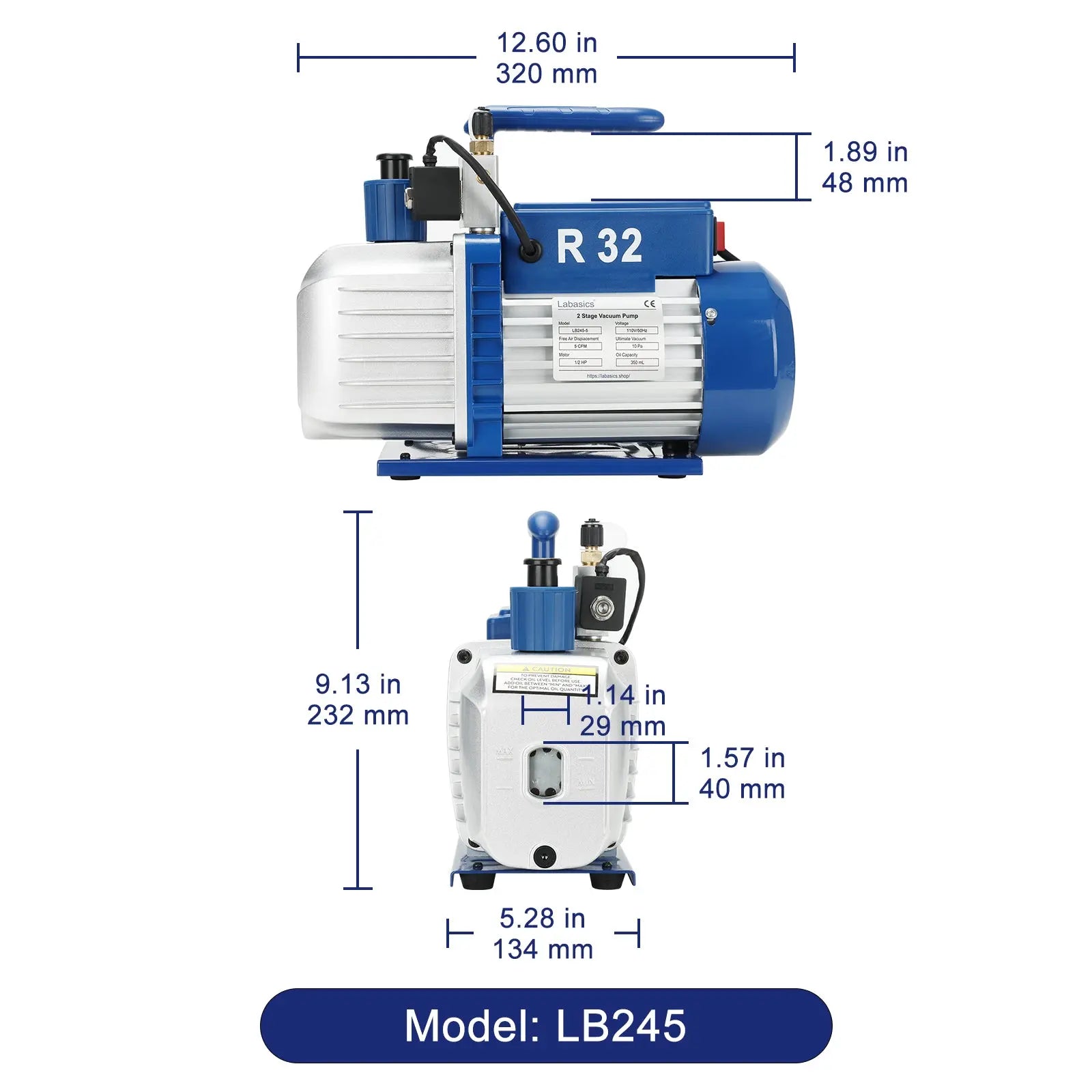 Two-Stage Vacuum Oil Pump, 70-198 L/min Labasics