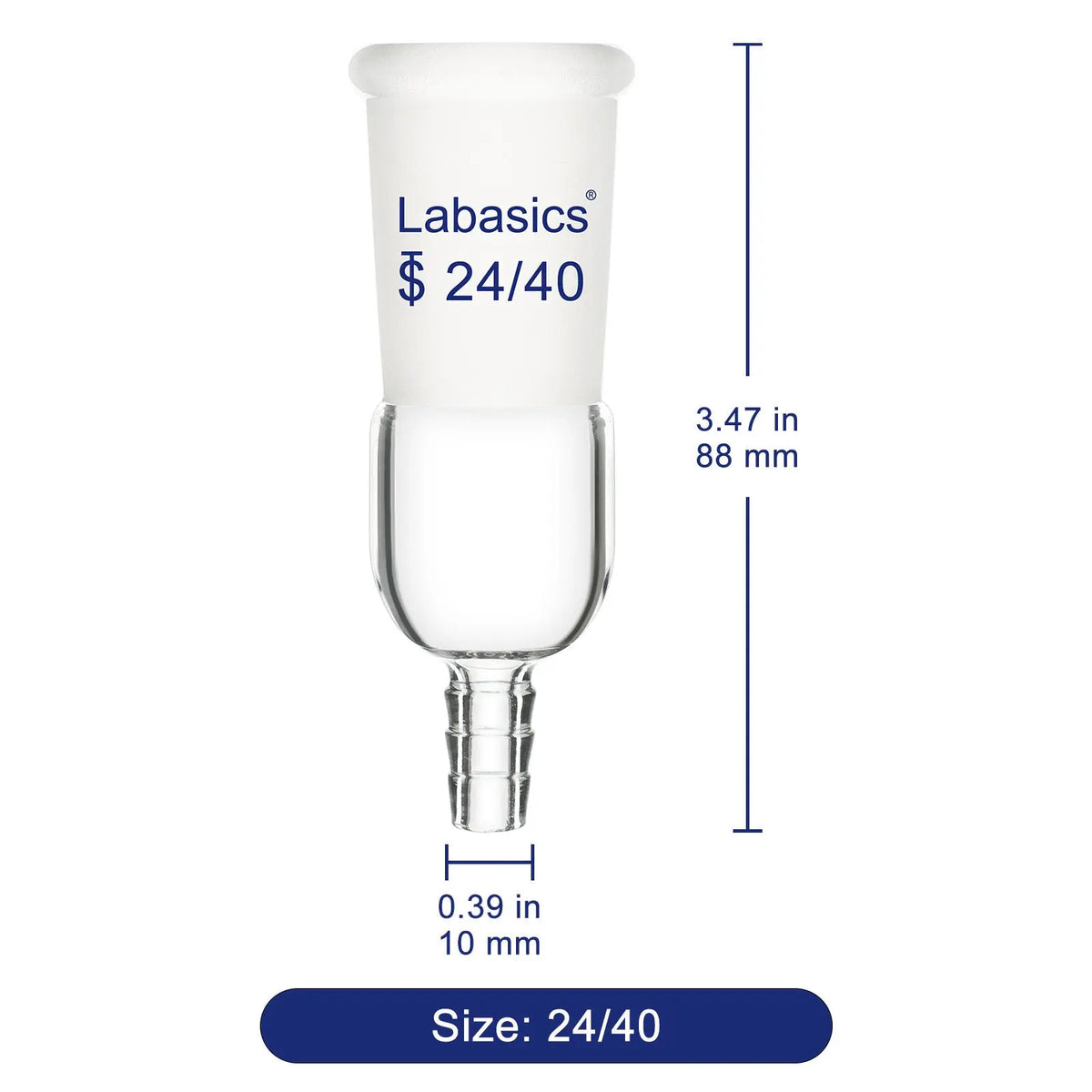 Glass Vacuum Inlet Adapter, 8mm (0.31inch) hose connection Labasics