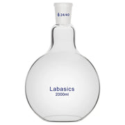 Flat bottom flask, 2000 mL (2 L), borosilicate glass, 24/40 joint, heavy duty flat base flask for laboratory chemical processing