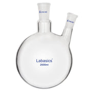 2 neck round bottom flask, 2000 mL (2 L), borosilicate glass, 24/40 joints, for distillation and reflux experiments