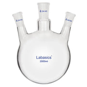 3 neck round bottom flask, 2000 mL (2 L), borosilicate glass, multi-neck design for distillation and reflux experiments