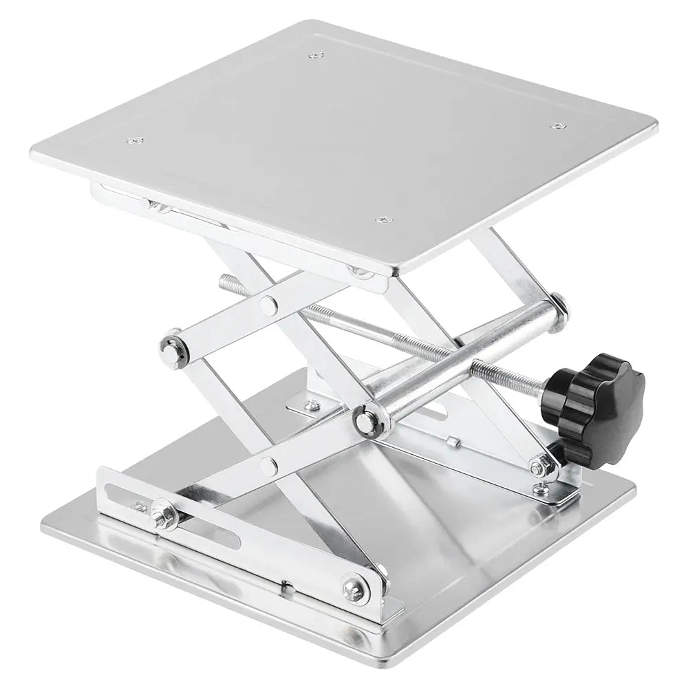 200×200 mm stainless steel scissor jack supporting up to 15 kg for medium laboratory equipment