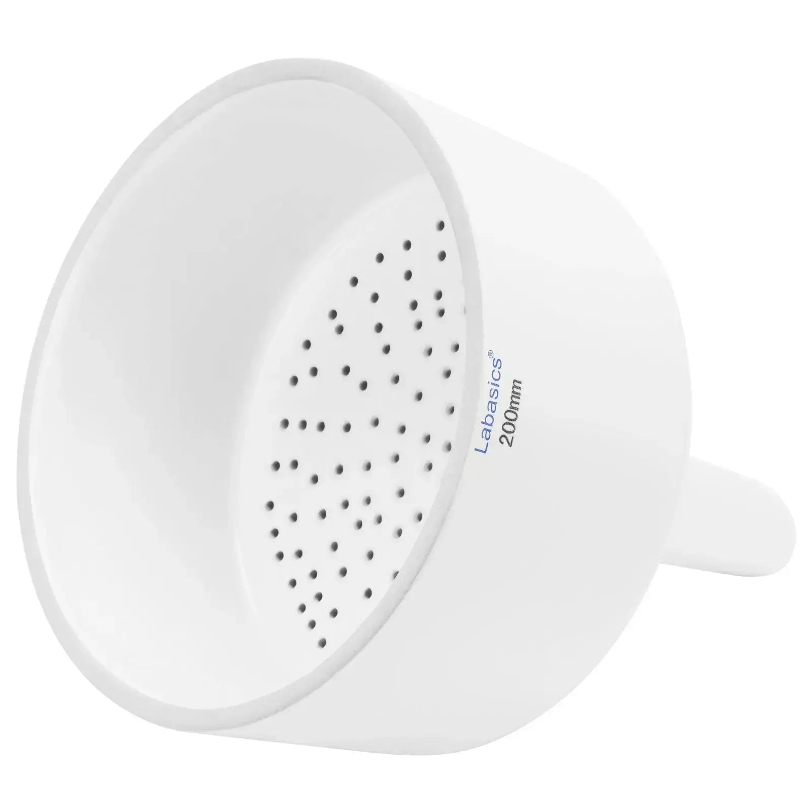 Büchner filter funnel, 200 mm OD, porcelain material, glazed finish, perforated plate for efficient lab vacuum filtration