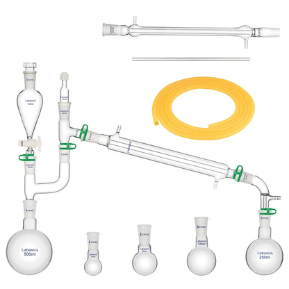 20 Pcs Borosilicate Glass Lab Distillation Apparatus Kit for Essential Oil Extraction Labasics