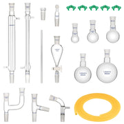 20 Pcs Borosilicate Glass Lab Distillation Apparatus Kit for Essential Oil Extraction Labasics