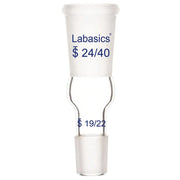 Glass enlarging adapter, straight 24/40 to 19/22 joint, durable, reusable, and resistant to high temperature for lab applications