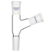 105° 3-way borosilicate glass distilling adapter, 24/40 joints, heavy-duty and reusable for laboratory distillation and reflux setups