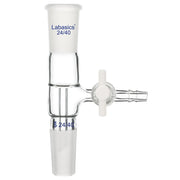 Glass vacuum take-off adapter with 24/40 joint, side PTFE stopcock, heavy-duty and reusable for precise laboratory fluid control