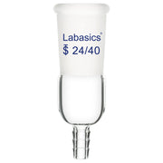 Labasics vacuum inlet adapter with 24/40 joint, 8 mm hose connection, G3.3 borosilicate glass, durable for precise lab vacuum applications