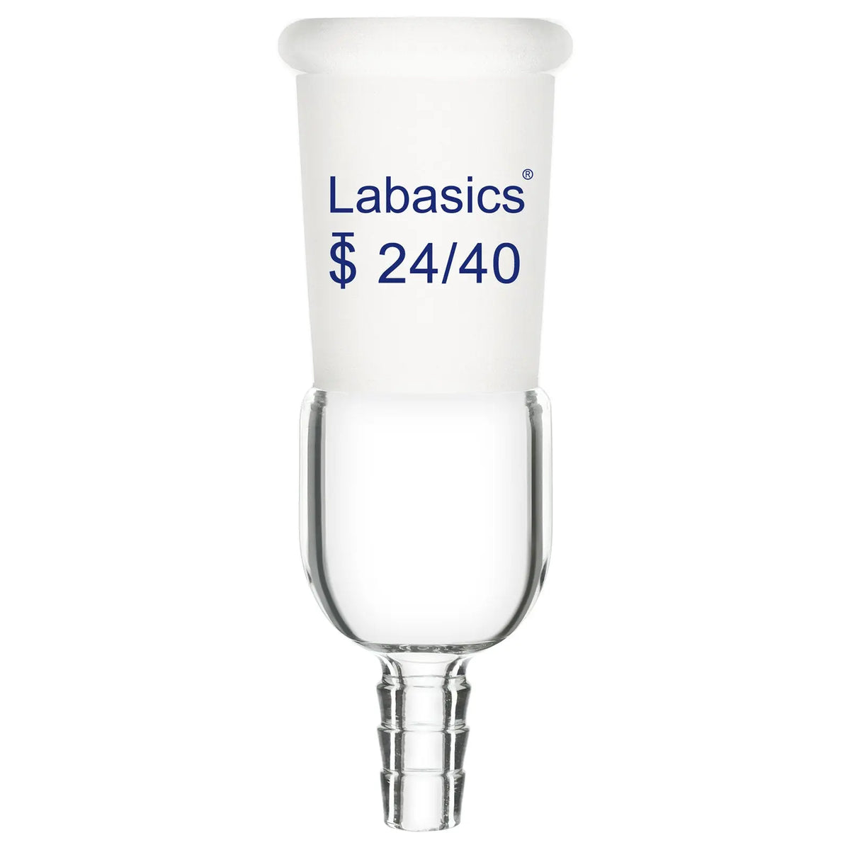Labasics vacuum inlet adapter with 24/40 joint, 8 mm hose connection, G3.3 borosilicate glass, durable for precise lab vacuum applications