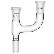 3-way Claisen distillation adapter, 24/40 ground joints, durable borosilicate glass, heavy-duty three-neck connection, reliable sealing for complex distillation systems