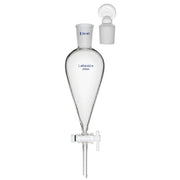 Conical separatory funnel, 250 mL, borosilicate glass, glass stopper, PTFE valve, suitable for laboratory phase separation