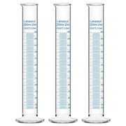 Graduated cylinder, 250 mL, borosilicate glass, stable base, clear graduations for accurate liquid measurement; 3-pack