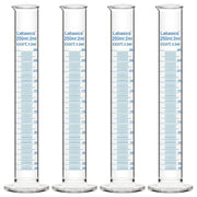 Graduated cylinder, 250 mL, borosilicate glass, stable base, clear graduations for accurate liquid measurement; 4-pack