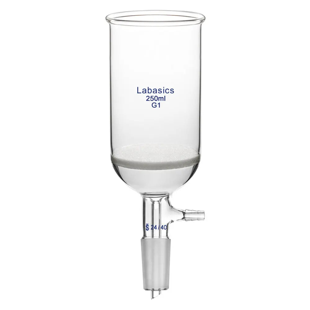 Filtering funnel, 250 mL, coarse frit glass, 24/40 joint, borosilicate construction, for fast solid-liquid separation