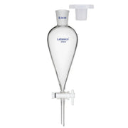Conical separatory funnel, 250 mL, borosilicate glass, 24/29 joint, PTFE valve, for chemical phase separation