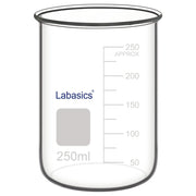 250 ml glass beaker without spout, splash-free design for controlled laboratory reactions