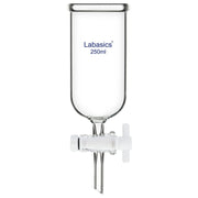 Dropping funnel, 250 mL, PTFE stopcock, borosilicate glass, cylindrical design for controlled liquid addition and extraction