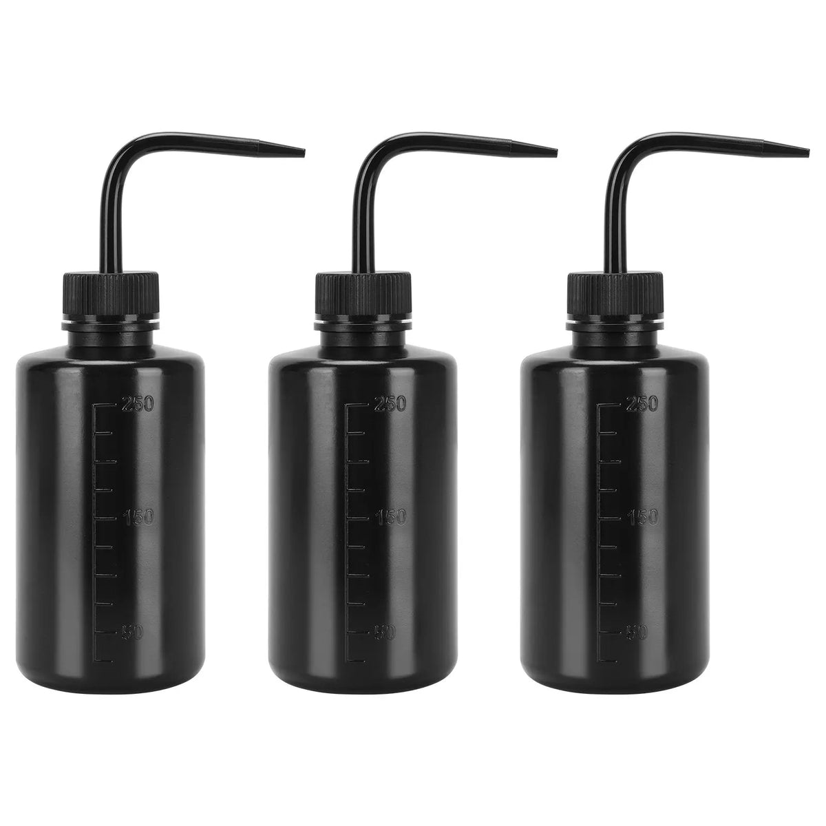 250 ml black LDPE wash bottle for laboratory liquid transfer