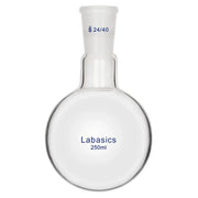1 neck round bottom flask, 250 mL capacity, 24/40 joint, borosilicate glass, suitable for chemical reactions and solution preparation