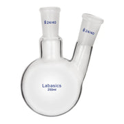 2 neck round bottom flask, 250 mL, borosilicate glass, 24/40 joints, suitable for reflux and chemical reaction experiments