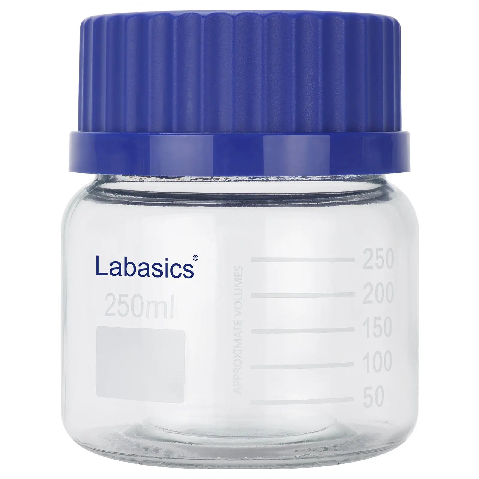 250 mL GL80 glass media storage bottle with blue screw cap for laboratory small-volume sample storage