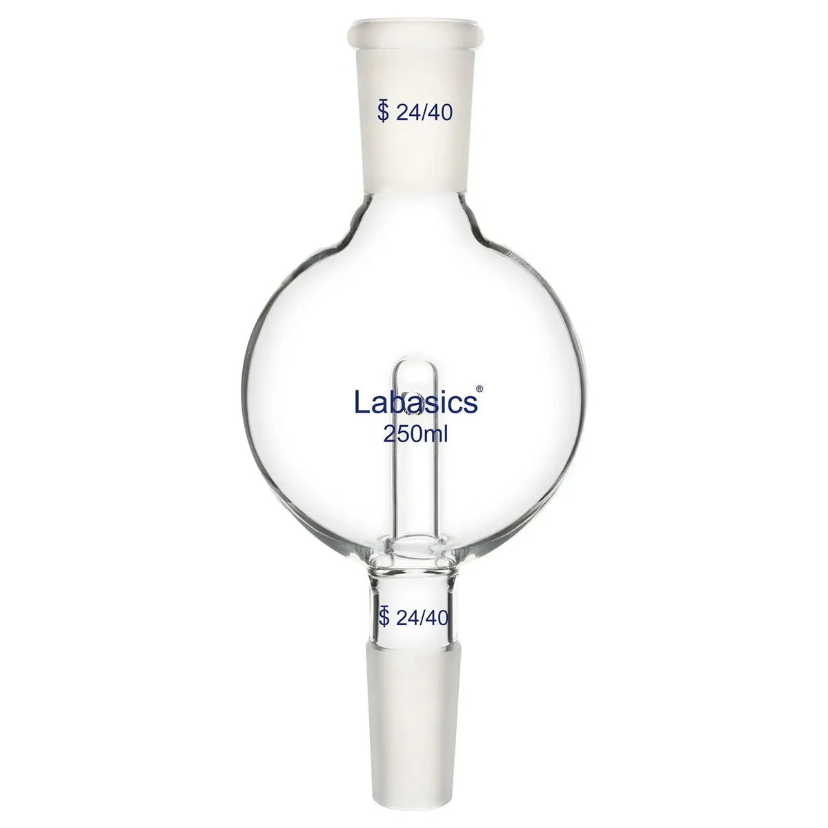 250ml borosilicate glass bump trap for rotary evaporator, 24/40 joints, high-transparency and heat-resistant up to 250°C, durable and reusable