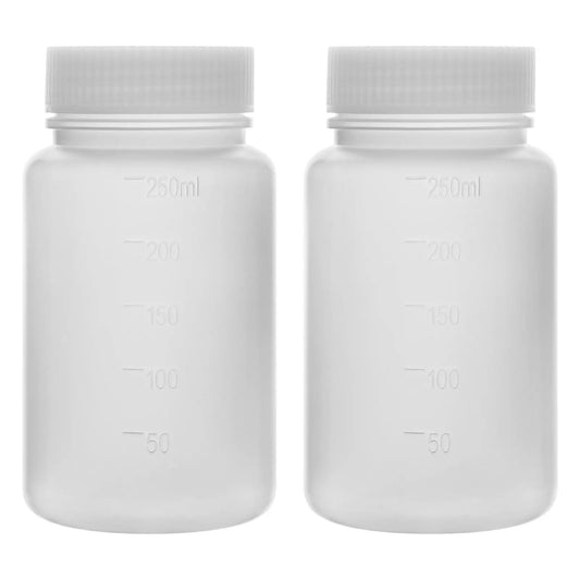 HDPE wide mouth plastic reagent bottle, 250 mL, with screw cap