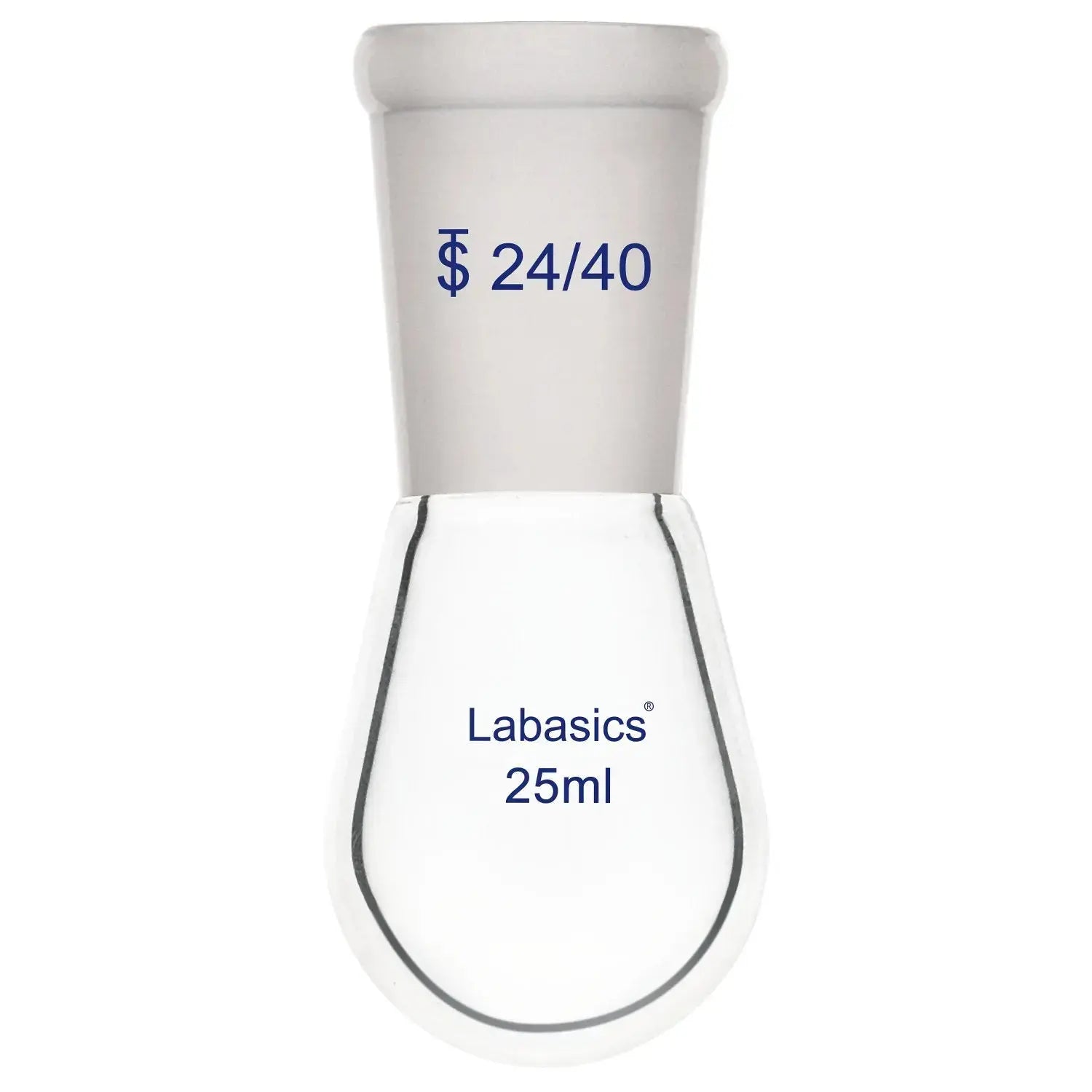 Laboratory 25 ml 1-neck evaporating flask, heavy-wall borosilicate glass, 24/40 standard joint, suitable for distillation setups
