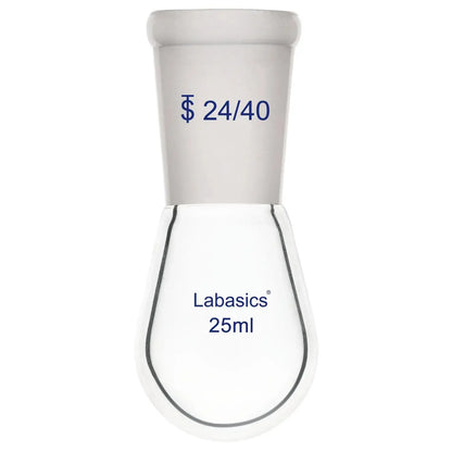 Laboratory 25 ml 1-neck evaporating flask, heavy-wall borosilicate glass, 24/40 standard joint, suitable for distillation setups