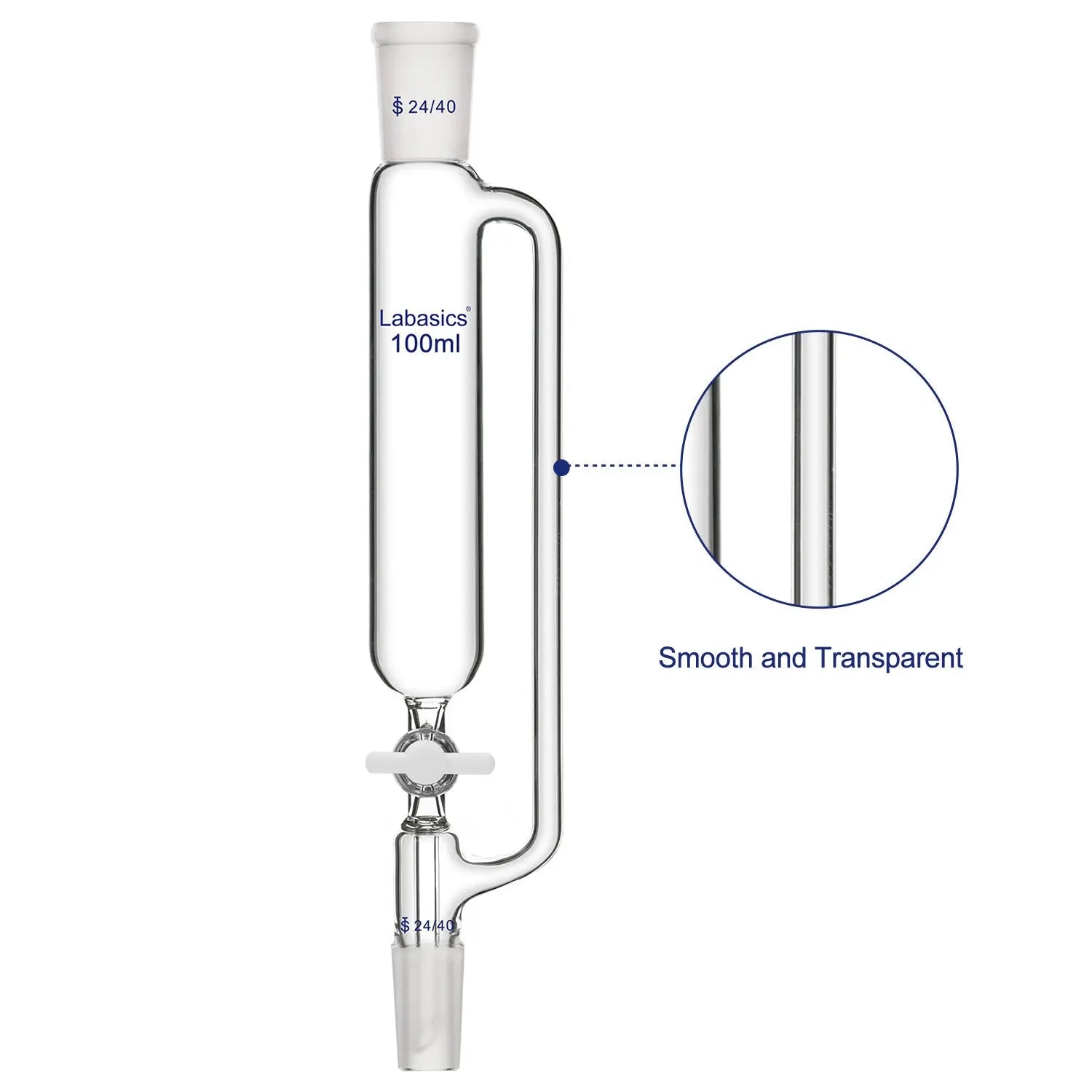 Pressure Equalizing Addition Funnel, Borosilicate Glass Dropping Funnel 24/40 Joint Labasics