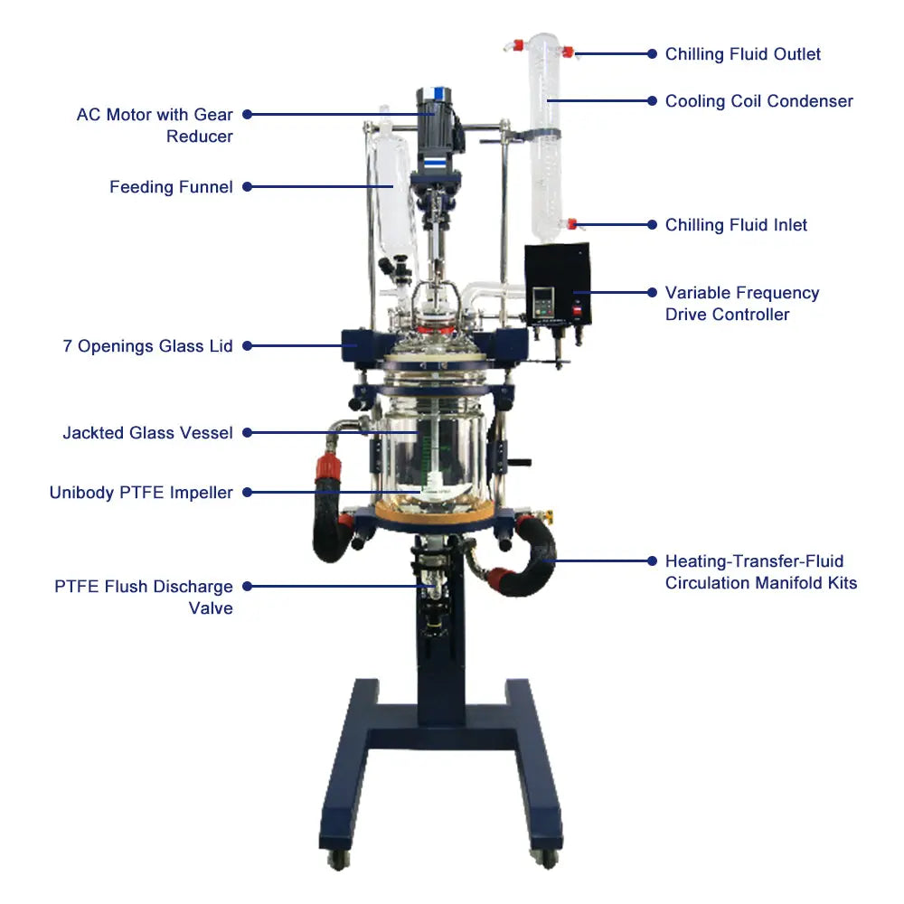 Lifting & Rotation Jacketed Glass Reactor，50 L Labasics shop